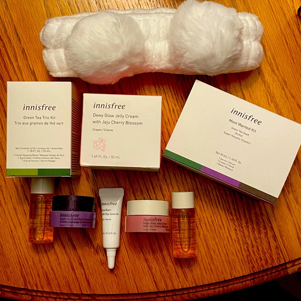 Luxury Innisfree skincare bundle: green tea kit, famous volcanic cluster mask!